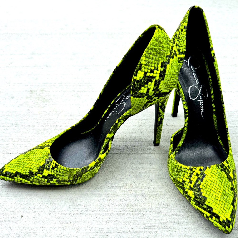 Neon Yellow/Green Snakeskin Stiletto Heels